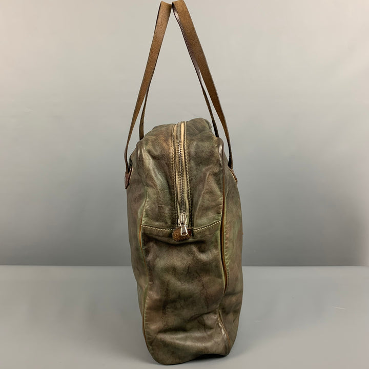 Bolso NUMERO 10 de piel desgastada gris verde