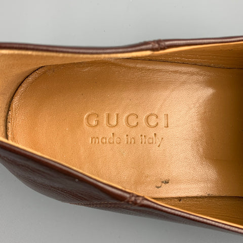 GUCCI Size 10.5  Brown Leather Horsebit Slip On Loafers