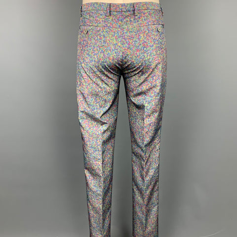 CALVIN KLEIN COLLECTION Size 38 Multi-Color Spotted Polyester Notch Lapel Suit