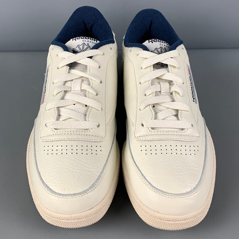 REEBOK Size 10.5 Off White Leather Lace Up Sneakers