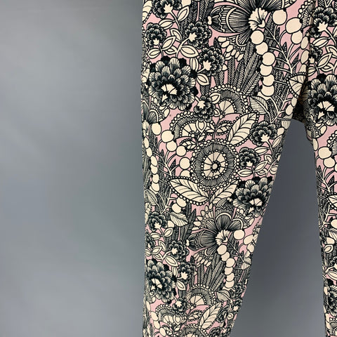 DAVID AUGUST Size 32 Beige Black Pink Print Wool Silk Zip Fly Dress Pants