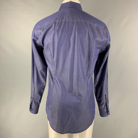 ETON Talla M Camisa de manga larga con botones de algodón de lunares azules y blancos