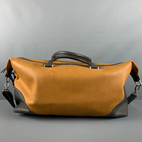 TED BAKER Beige Taupe Color Block Leather Overnight Bags