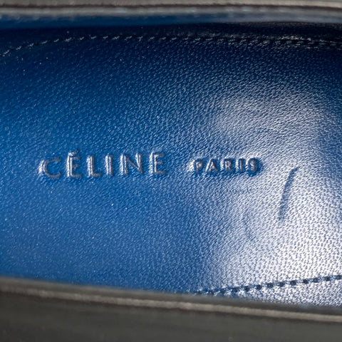 CELINE Size 7.5 Black Leather Chunky heel Boots