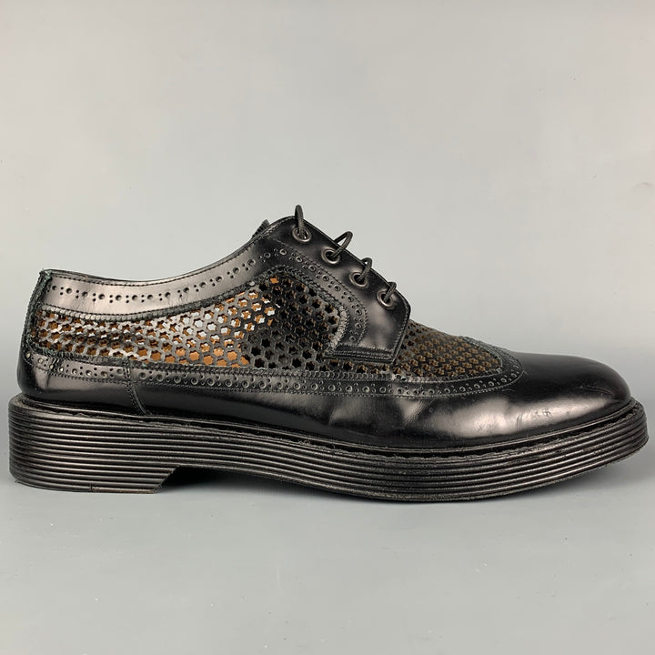 MARC JACOBS Size 10 Black Perforated Leather Wingtip Lace Up Shoes