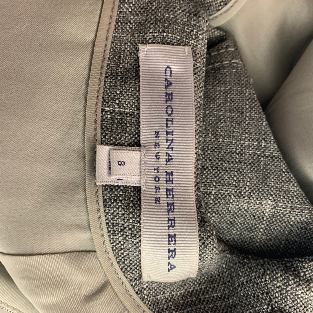 CAROLINA HERRERA Size 8 Grey White Virgin Wool Blend Sleeveless Dress