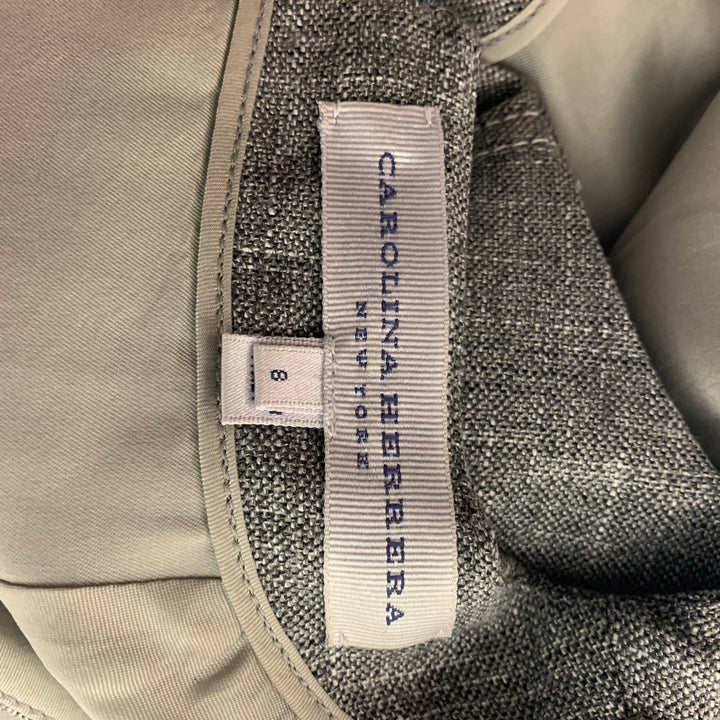 CAROLINA HERRERA Size 8 Grey White Virgin Wool Blend Sleeveless Dress