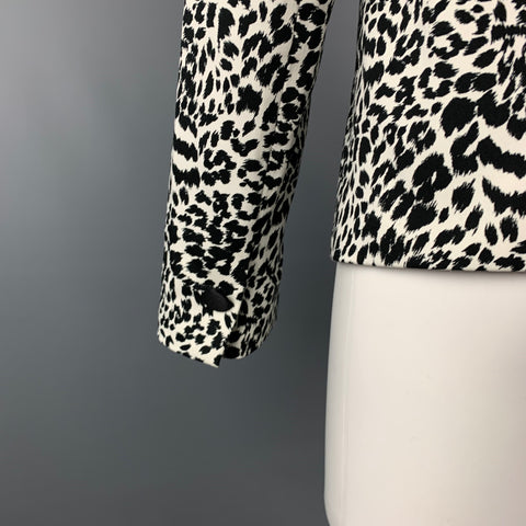 LOVE MOSCHINO Size 6 Black & White Print Cotton Jacket