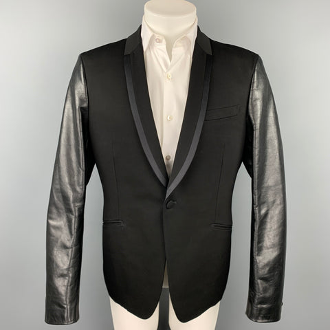 JUNYA WATANABE Size XL Black Mixed Materials Wool Tuxedo Sport Coat