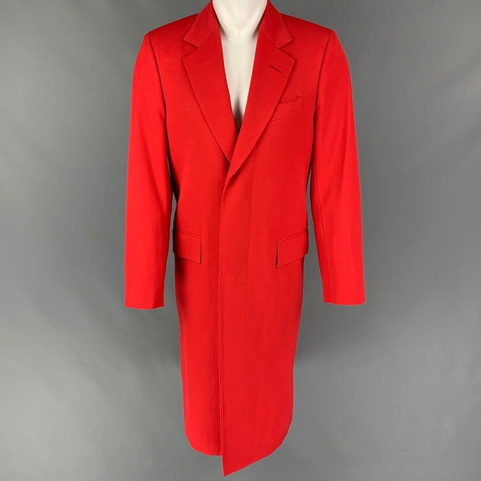 PAUL SMITH Size S Red Wool Polyamide Hidden Placket Coat