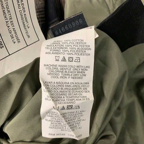 OAKLEY Size L Black & Green Plaid Cotton Reversible Jacket