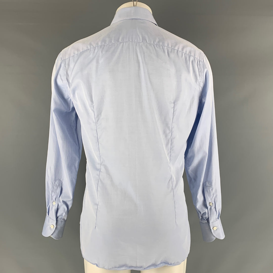 LUCA AVITABILE Size M Blue Solid Cotton Button Up Long Sleeve Shirt