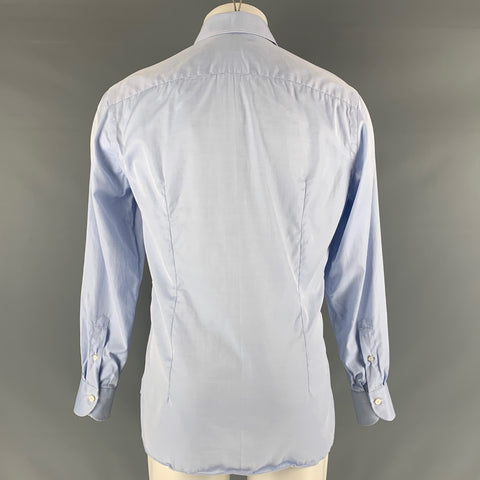 LUCA AVITABILE Size M Blue Solid Cotton Button Up Long Sleeve Shirt