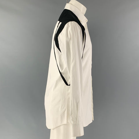 NEIL BARRETT Size M Black & White Color Block Cotton Long Sleeve Shirt