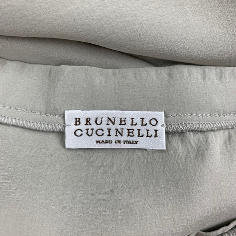BRUNELLO CUCINELLI Taille M Blouse sans manches en rayonne grise mélangée avec strass