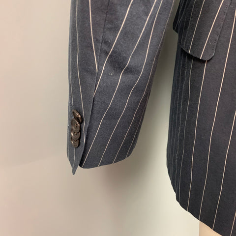 ETRO Size 40 Navy Pinstripe Cotton Notch Lapel Sport Coat