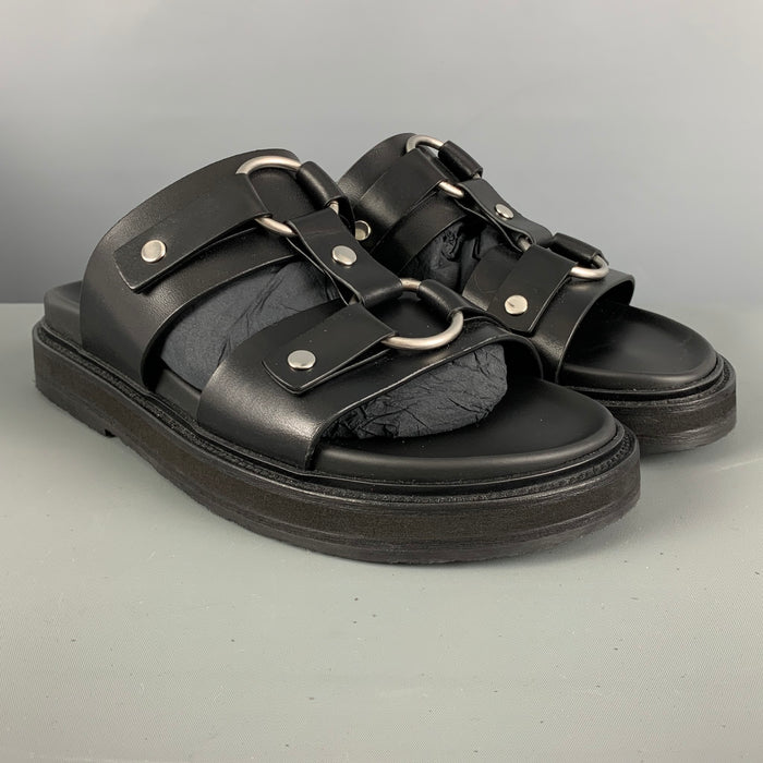 CELINE Sandalias de gladiador de cuero negro talla 8