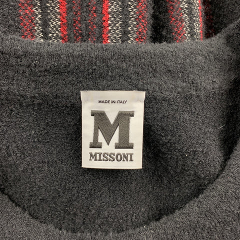 M MISSONI Talla 10 Vestido de mezcla de poliamida a cuadros de punto negro y rojo
