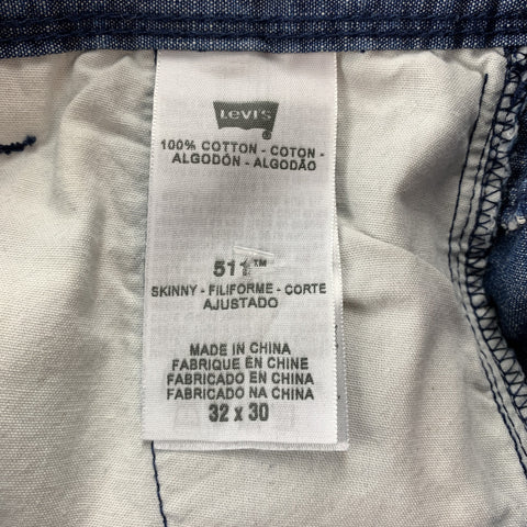 LEVI'S 511 Size 32 Indigo Heather Cotton Zip Fly Casual Pants