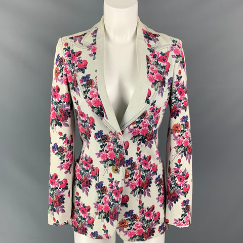 D&G by DOLCE & GABBANA Size 6 Multi-Color Floral Denim Jacket