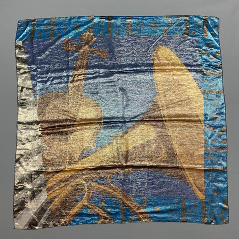 GIANFRANCO FERRE Blue & Gold Tan Scarf