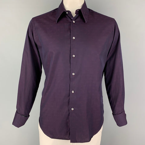1LIKENOOTHER Size M Purple Red Print Cotton French Cuff Long Sleeve Shirt