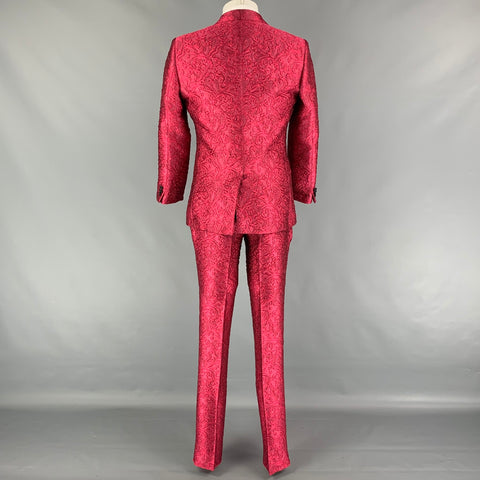 DOLCE & GABBANA SICILIA Size 38 R Pink Brocade Polyester Silk Blend 3 Piece Suit