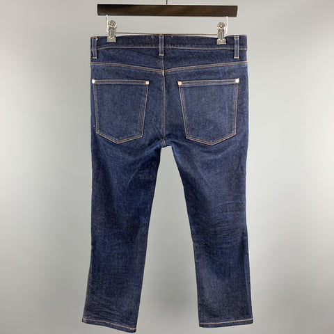 ACNE STUDIOS Size 31 x 32 Indigo Solid Cotton / Polyurethane Zip Fly Jeans