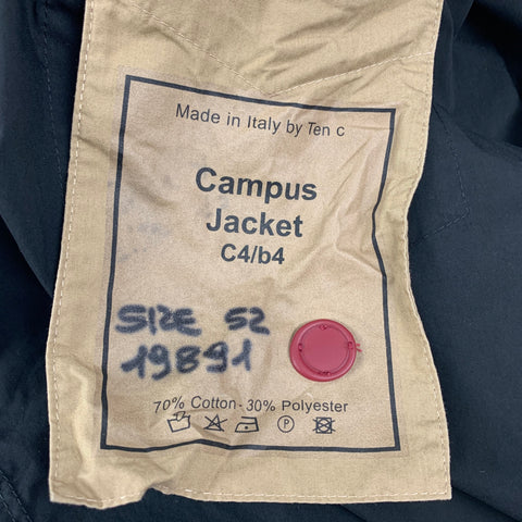 TEN C Talla L Chaqueta universitaria con bolsillo de parche y poliéster de algodón negro
