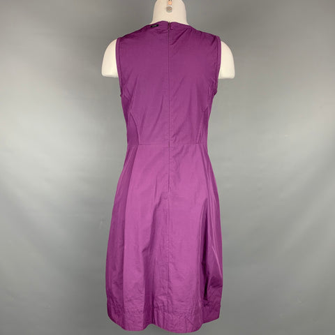 MAX MARA Size 6 Purple Poplin Cotton Pleated Sleeveless A-line Dress