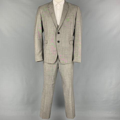 PAUL SMITH The Kensington Talla 46 Traje regular con solapa de muesca de lana gris jaspeado