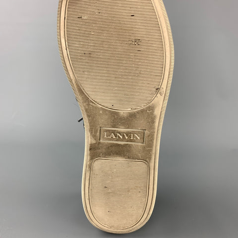 LANVIN en BLEU Size 9 Blue Leather Lace Up Sneakers