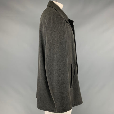 ARMANI COLLEZIONI Size 42 Grey Black Nailhead Wool Cotton Coat