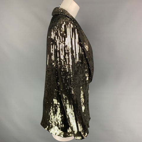 ALICE + OLIVIA Size M Gold Viscose Shawl Collar Jacket Blazer