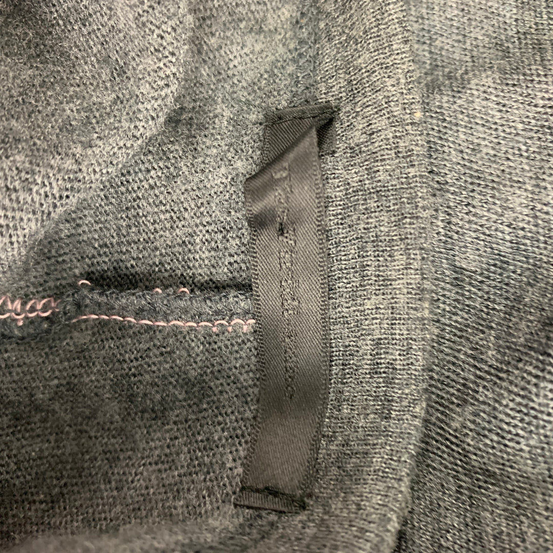 THE VIRIDI-ANNE Size XL Grey Heather Wool Cotton Contrast Stitch Cardigan
