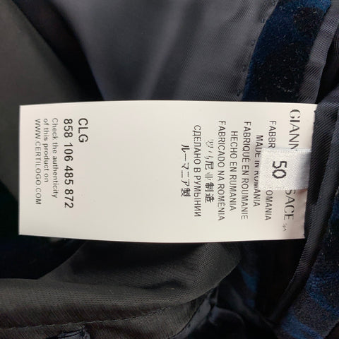 VERSACE COLLECTION Size 40 Navy & Black Leopard Print Shawl Collar Sport Coat