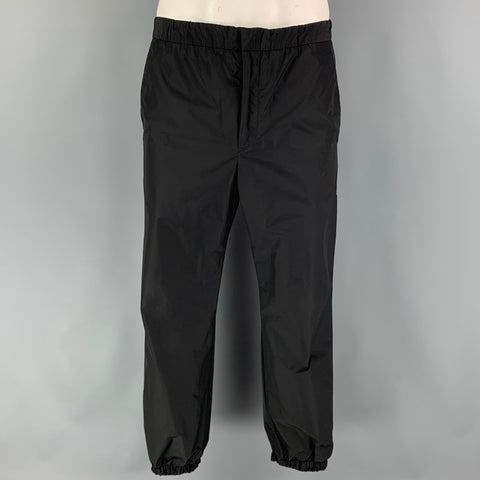 PRADA Size 42 Black Polyester Notch Lapel Suit