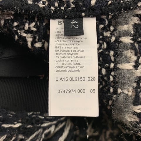 LES COPAINS Size 6 Black & White Boucle Cotton Blend Textured Jacket