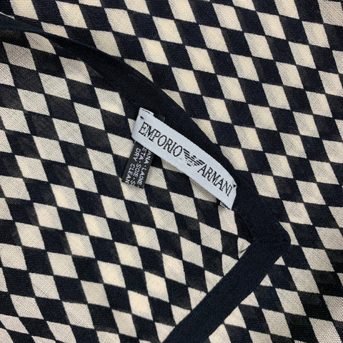 EMPORIO ARMANI Black & White Rhombus Wool / Silk Scarf