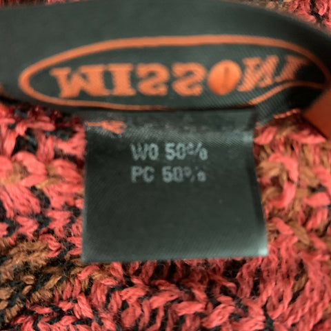 MISSONI One Size Orange Brown & Black Wool Blend Zig Zag Sweater