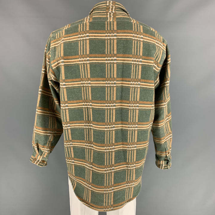 RRL by RALPH LAUREN Size XL Green & Beige Plaid Cotton Worker Jacket