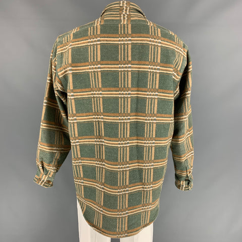 RRL by RALPH LAUREN Size XL Green & Beige Plaid Cotton Worker Jacket