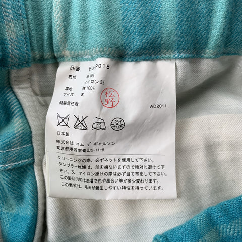 COMME des GARCONS GANRYU Size S Aqua Plaid Wool / Nylon Elastic Waistband Casual Pants