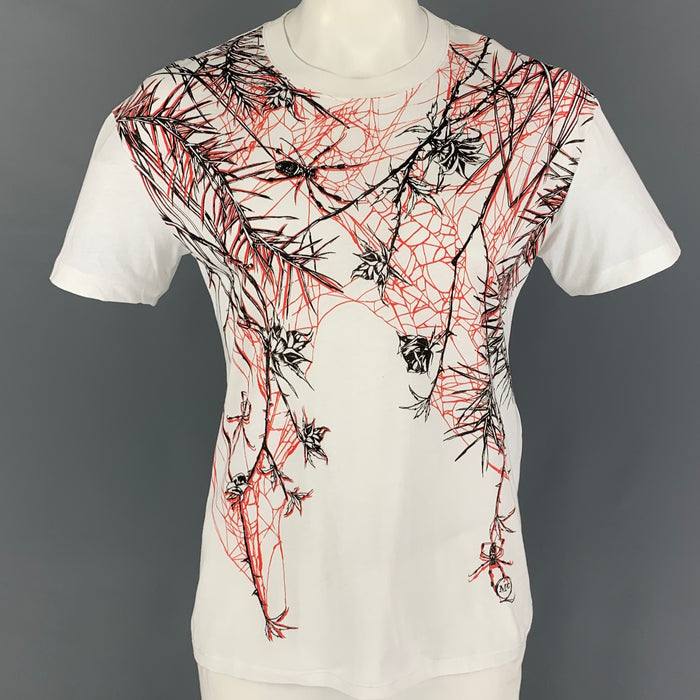MCQ by ALEXANDER MCQUEEN Size L White Red Graphic Cotton T-shirt