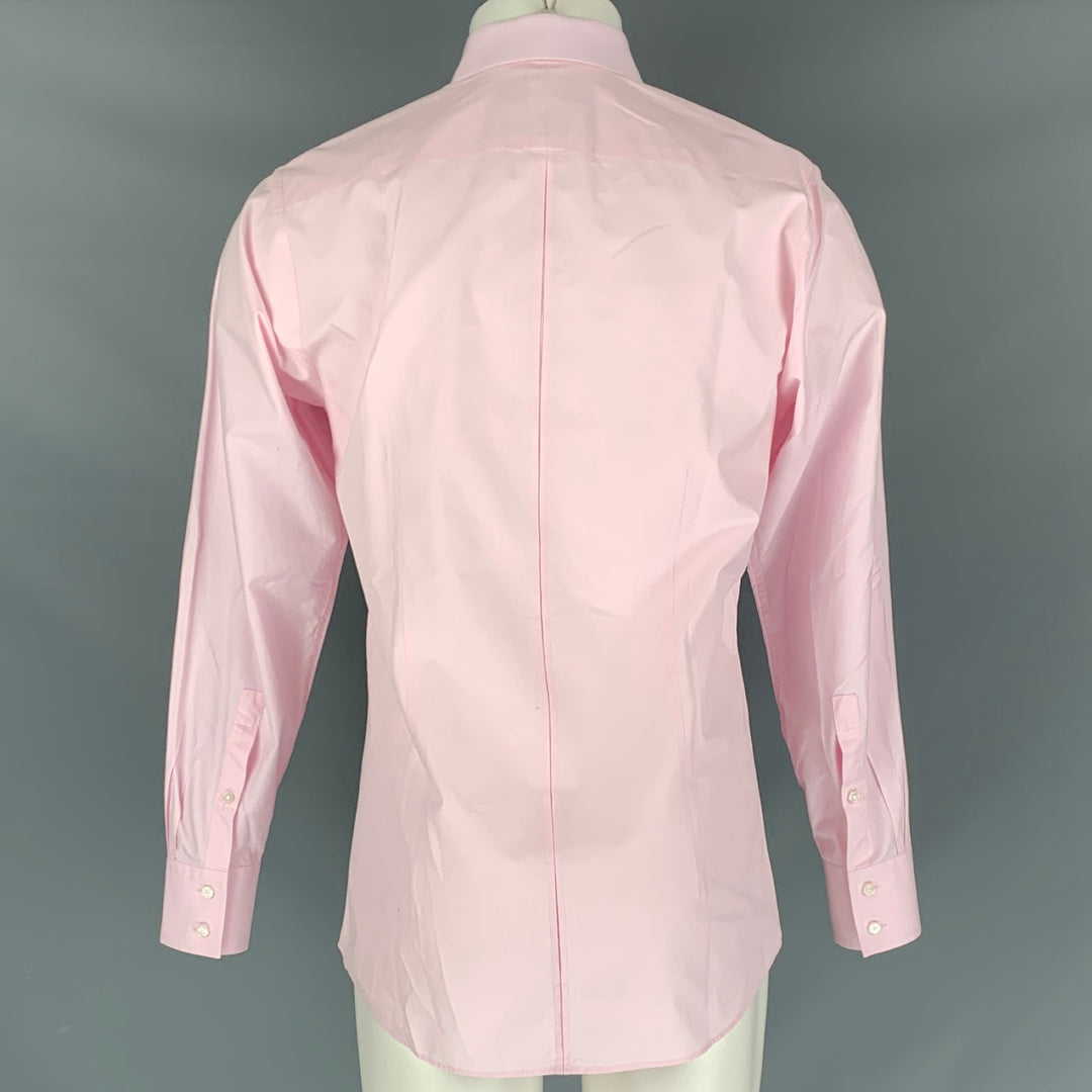 PINK Camisa de manga larga con botones de algodón liso rosa talla M