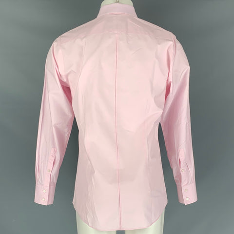 PINK Size M Pink Solid Cotton Button Down Long Sleeve Shirt