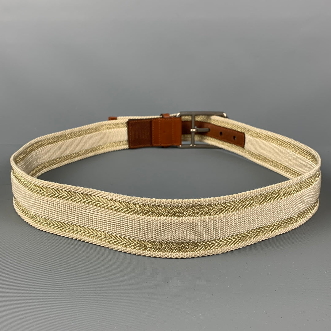 GUCCI Size 38 Gold Brown Ribbon Belt