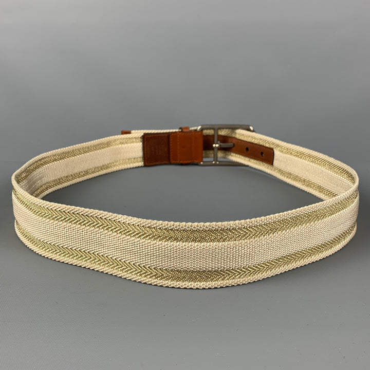 GUCCI Size 38 Gold Brown Ribbon Belt
