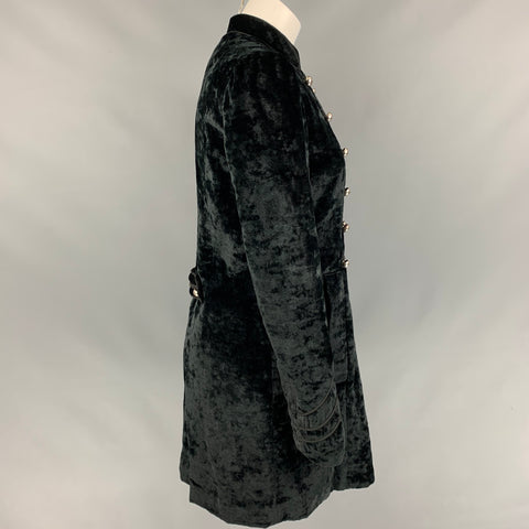 MARC by MARC JACOBS Size S Black Velvet Rayon / Polyester Double Breasted Coat