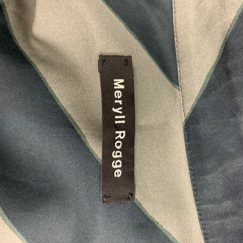 MERYL ROGGE Size S Grey & Black Diagonal Stripe Cotton Button Up Long Sleeve Shirt